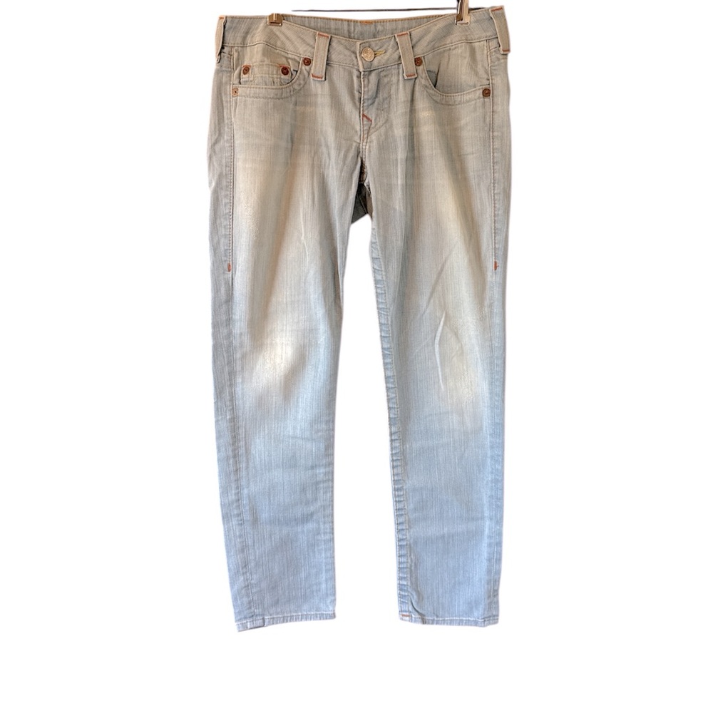 True Religion Jeans Women’s Stella Stretch Low rise light wash distresse…